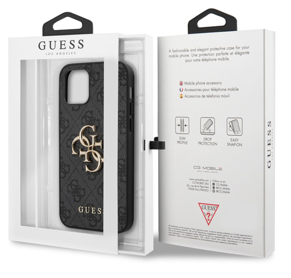 Guess 4G Metal ochranný kryt pro Apple iPhone 12, iPhone 12 Pro (GUHCP12M4GMGGR)