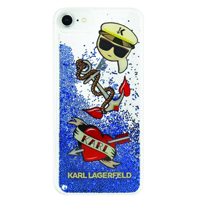 Karl Lagerfeld Captain Karl Liquid Glitter Hard Case ochranný kryt s přesýpacím efektem třpytek pro Apple iPhone 6, iPhone 6S, iPhone 7, iPhone 8 (KLHCI8KSG)