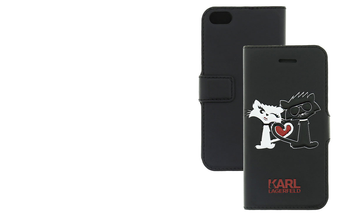 Karl Lagerfeld Choupette in Love Booktype Case flipové pouzdro pro Apple iPhone 5, iPhone 5S, iPhone SE.