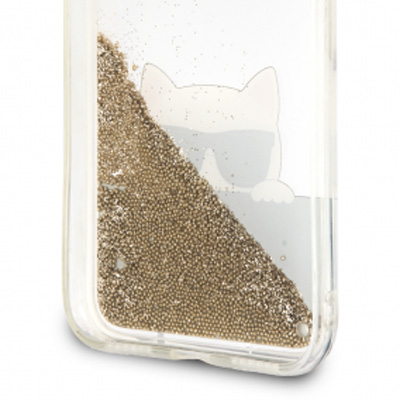 Karl Lagerfeld Choupette Liquid Glitter Case ochranný kryt s přesýpacím efektem třpytek pro Apple iPhone 6, iPhone 6S, iPhone 7, iPhone 8 (KLHCI8CHPEEGO).