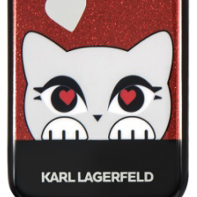 Karl Lagerfeld Choupette Valentine třpytivý ochranný kryt s motivem pro Apple iPhone X (KLHCPXVDCRE)