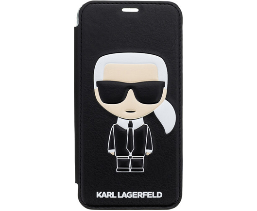 Karl Lagerfeld Ikonik flipové pouzdro s motivem pro Apple iPhone XS Max (KLFLBKI65IKPUBK)
