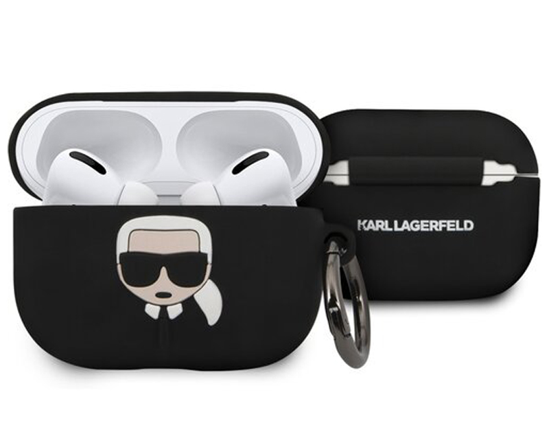 Karl Lagerfeld Ikonik AirPods Silicone Case silikonové pouzdro pro sluchátka Apple AirPods Pro (KLACAPSILGLBK)