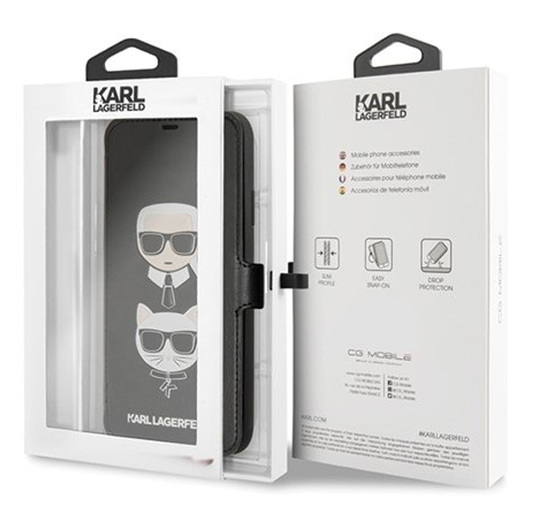 Karl Lagerfeld Karl and Choupette Book flipové pouzdro pro Apple iPhone 12, iPhone 12 Pro (KLFLBKSP12MFKICKC)