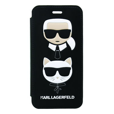 Karl Lagerfeld Karl and Choupette Book flipové pouzdro s motivem pro Apple iPhone X (KLFLBKPXKICKC)