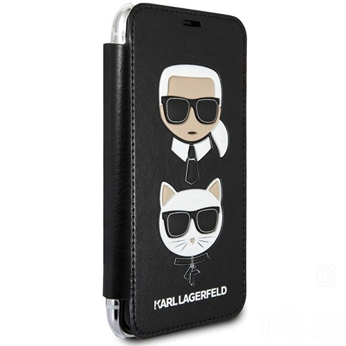 Karl Lagerfeld Karl and Choupette Book flipové pouzdro s motivem pro Apple iPhone XS Max (KLFLBKI65KICKC)