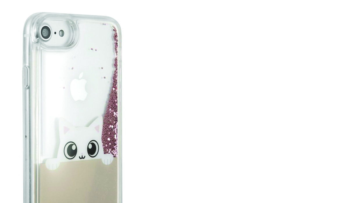 Karl Lagerfeld Peek a Boo Liquid Glitter Case ochranný kryt s přesýpacím efektem třpytek pro Apple iPhone 6, iPhone 6S, iPhone 7, iPhone 8 (KLHCI8PABGNU).