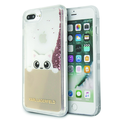 Karl Lagerfeld Peek a Boo Liquid Glitter Case ochranný kryt s přesýpacím efektem třpytek pro Apple iPhone 6, iPhone 6S, iPhone 7, iPhone 8 (KLHCI8PABGNU).