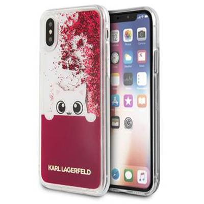 Karl Lagerfeld Peek a Boo Liquid Glitter Case ochranný kryt s přesýpacím efektem třpytek pro Apple iPhone X (KLHCPXPABGNU).