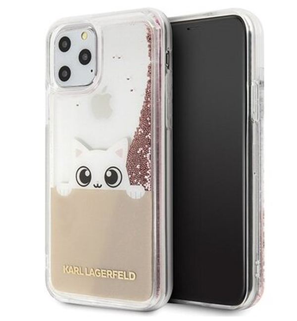 Karl Lagerfeld Peek a Boo Liquid Glitter Case ochranný kryt s přesýpacím efektem třpytek pro Apple iPhone 12 Pro Max (KLHCP12LPABGNU)