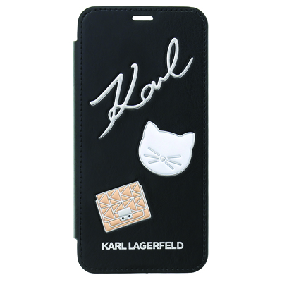 Karl Lagerfeld Pins Book flipové pouzdro s motivem pro Apple iPhone X (KLFLBKPXPPIN)