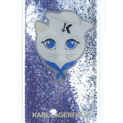 Karl Lagerfeld Sailor Choupette Liquid Glitter Hard Case ochranný kryt s přesýpacím efektem třpytek pro Apple iPhone 6, iPhone 6S, iPhone 7, iPhone 8 (KLHCI8KSCH)