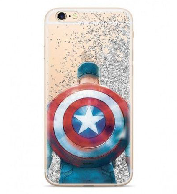 Marvel Liquid Glitter Kapitán Amerika 002 ochranný kryt s přesýpacím efektem třpytek pro Apple iPhone 7, iPhone 8, iPhone SE (2020), Apple iPhone SE (2022)