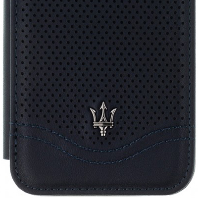 Maserati Granlusso Tradition flipové pouzdro z pravé kůže pro Apple iPhone 6, iPhone 6S, iPhone 7, iPhone 8 (MAGALFLBKI8NA)