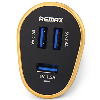 Remax 3U nabíječka do auta s 3x USB výstupem a 6,3A proudem pro mobilní telefon, mobil, smartphone, tablet.
