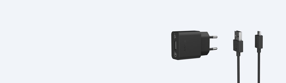 Sony UCH12 originální nabíječka do sítě s USB výstupem, rychlým nabíjením Qualcomm Quick Charge 2.0 a Sony UCB20 originální USB kabel s microUSB konektorem pro mobilní telefon, mobil, smartphone, tablet.