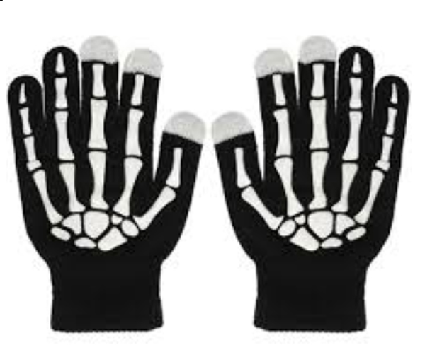 URan Touch Gloves Bones pletené rukavice s motivem pro kapacitní dotykový displej