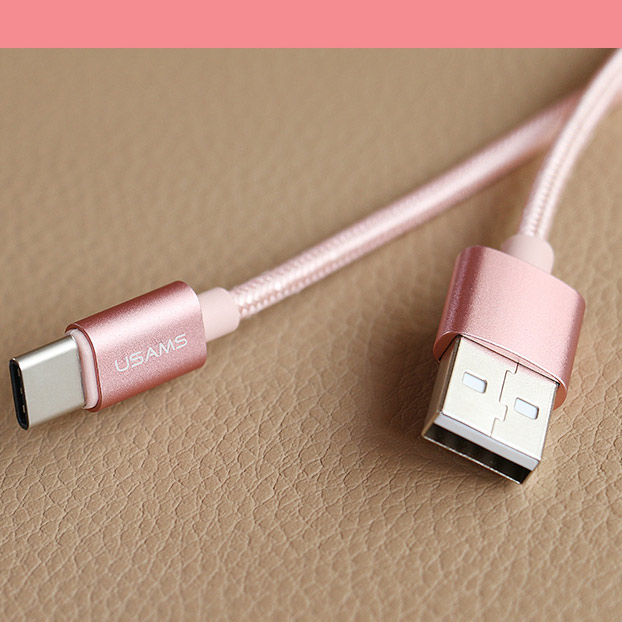USAMS U-Knit pletený USB kabel s USB Type-C konektorem pro mobilní telefon, mobil, smartphone, tablet