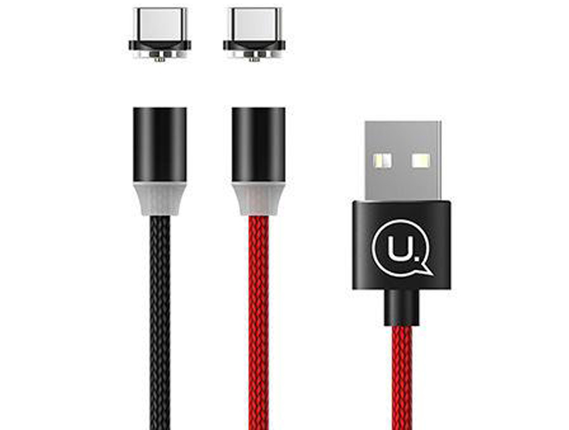 USAMS U-Sure Braided Magnetic Cable USB kabel s magnetickým pinovým konektorem a samostatnou magnetickou záslepkou s microUSB konektorem