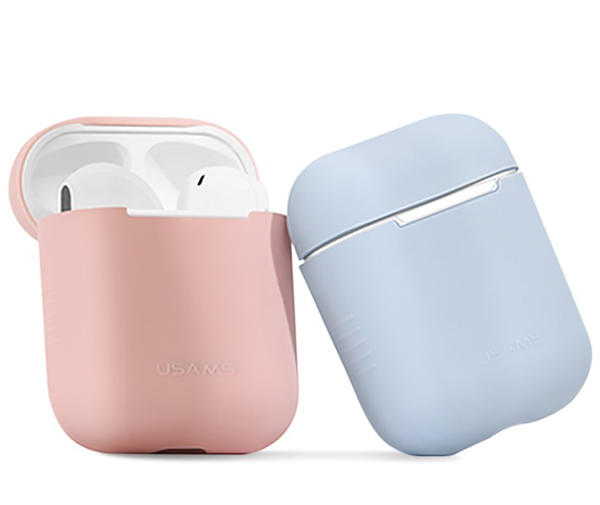 USAMS Ultra-thin Silicone Protective Cover silikonové pouzdro pro sluchátka Apple AirPods