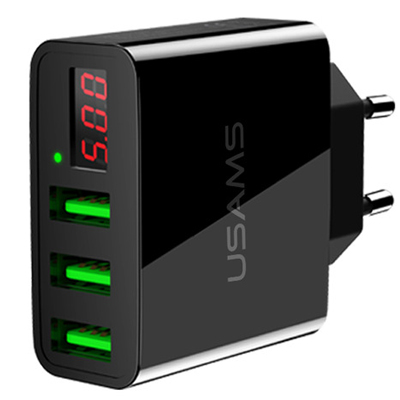 USAMS US-CC035 3USB LED Display Travel Charger nabíječka do sítě s 3x USB výstupem a stavovým LED displejem
